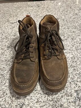 Rockport Men's Dark Brown Leather Lace-Up Work Boots